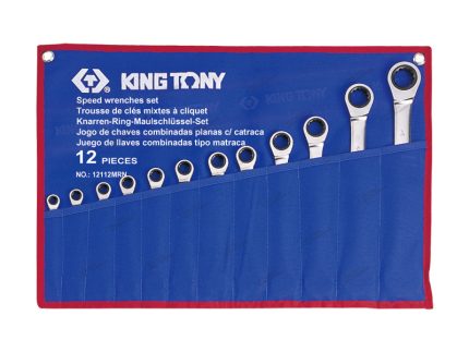 Набор комбинированных трещоточных ключей, 12 предметов  king tony 12112mrn