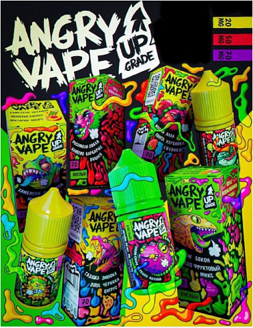 Жидкость Angryvape 5% 30мл (без коробки) ПЕРСИК С МАЛИНОЙ ГАДЮКА МАМБА