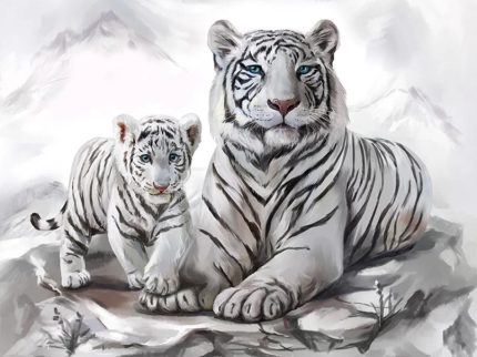 Алмазная мозаика картина стразами Тигрица с тигрёнком, 30х40 см