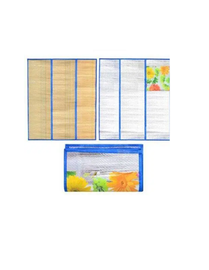 00040083 Фольгированный пляжный коврик из бамбука с ручками для переноски, 170х90 см