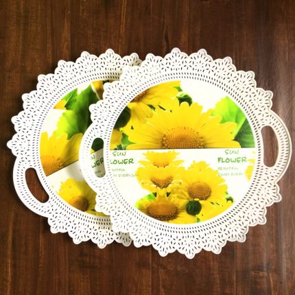 00006036 Пластиковый декоративный поднос с ручками Sun Flower