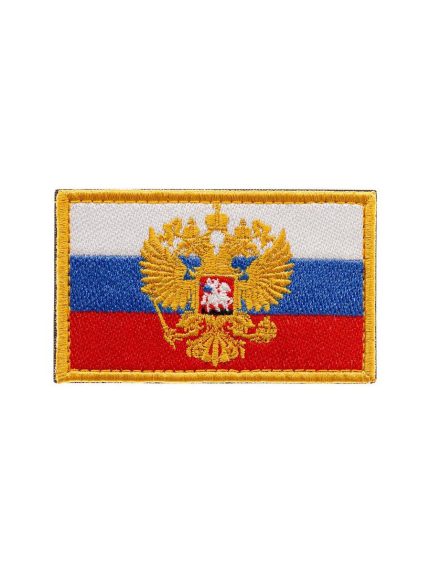 Шеврон - нашивка на липучке Флаг России с гербом, 8х5 см
