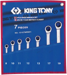 Набор комбинированных трещоточных ключей, 7 предметов  king tony 12107mrn01
