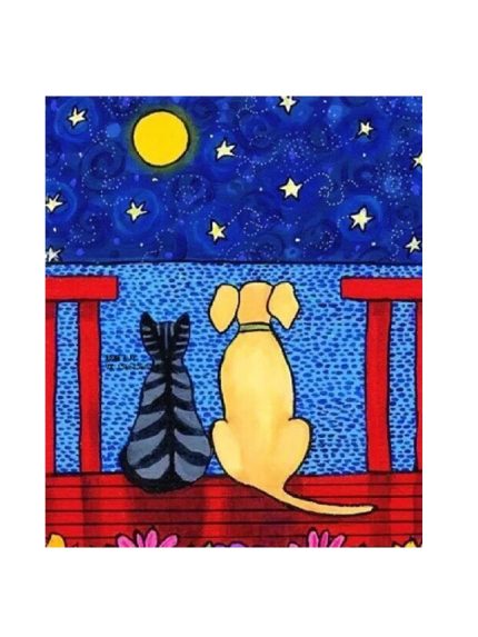 Алмазная мозаика картина стразами Кот и пёс, 15х20 см